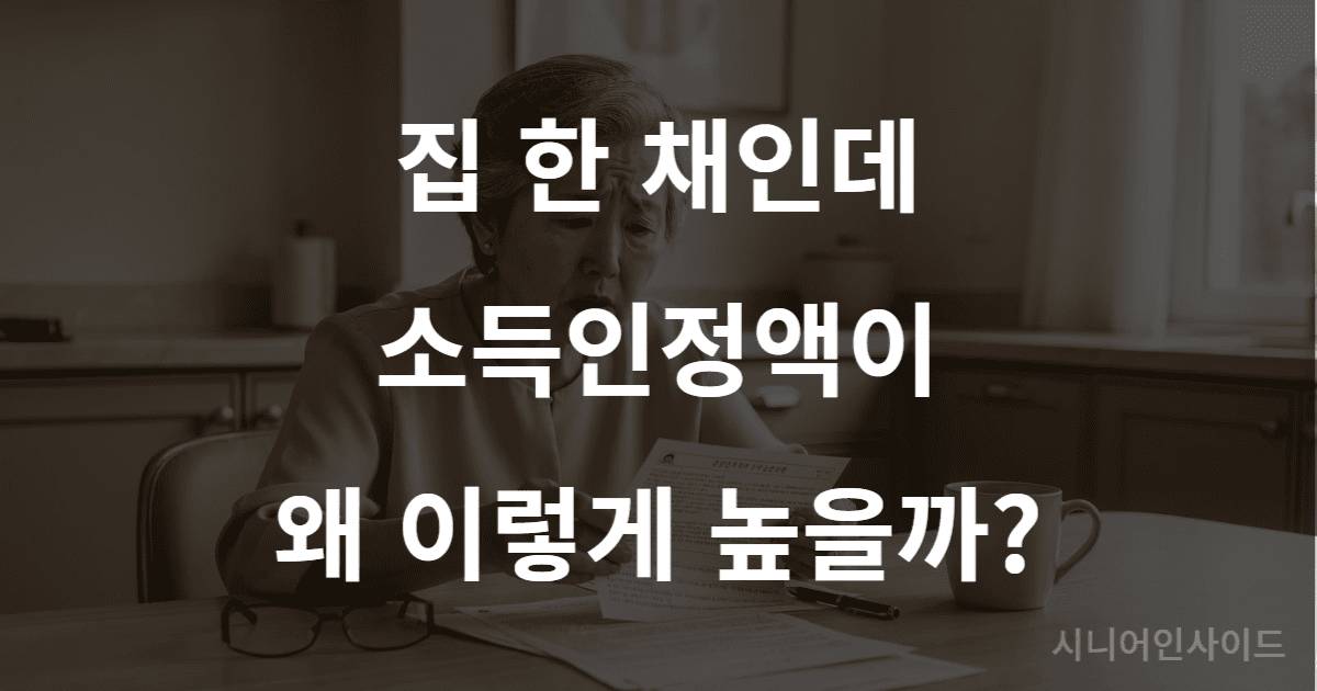 기초연금 소득인정액이 높게 나와 당황한 노인 여성이 서류를 살펴보는 모습