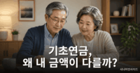 기초연금 금액 산정 방식을 확인하는 노인 부부