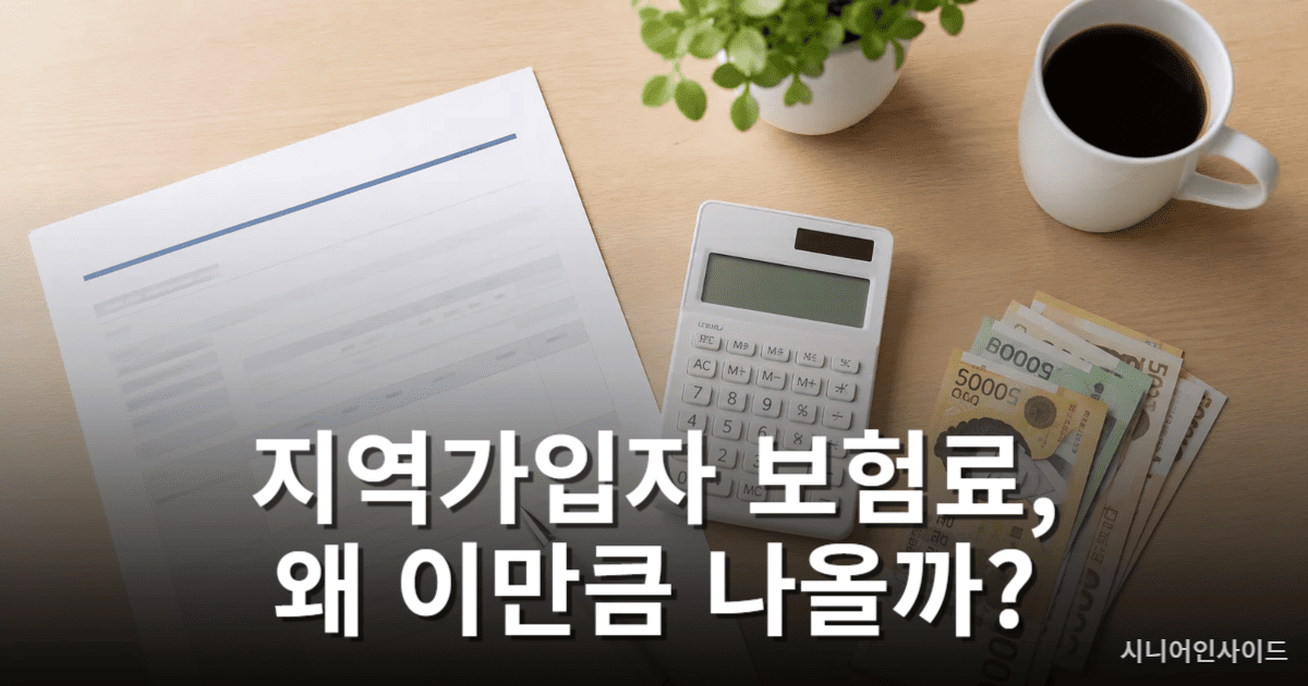 지역가입자 건강보험료 계산 방법을 설명하는 서류와 계산기 이미지
