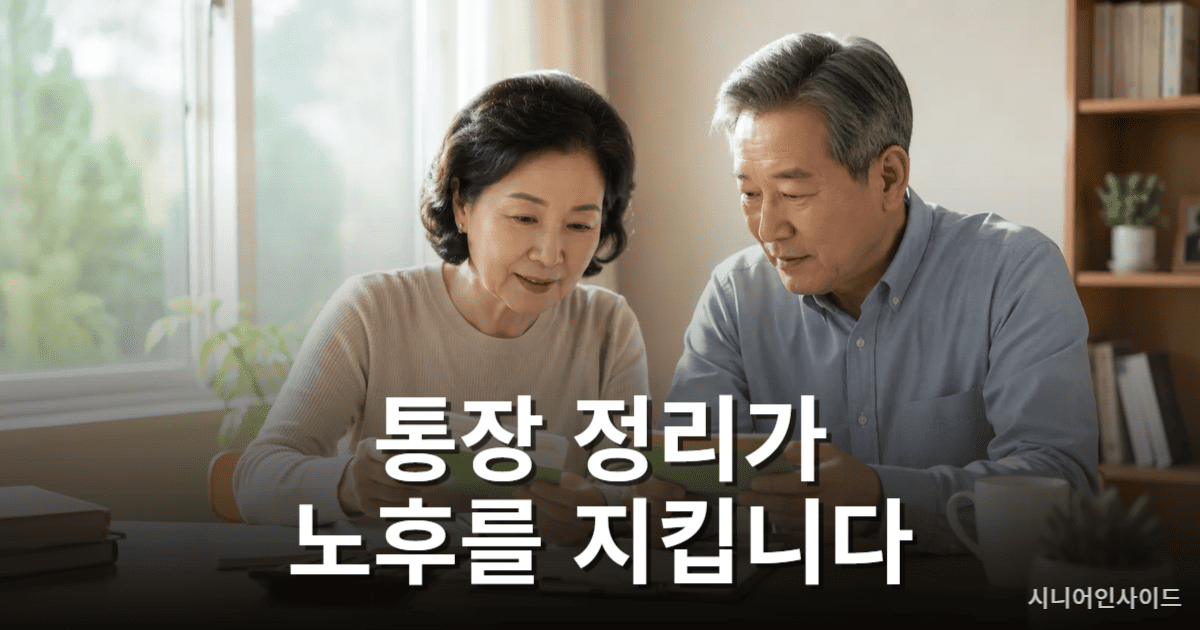 은퇴 후 통장 정리를 위해 금융 서류와 체크리스트를 함께 확인하는 노부부